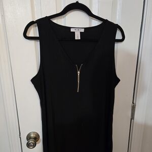 White House Black Market Black Tank Top with Gold Zipper